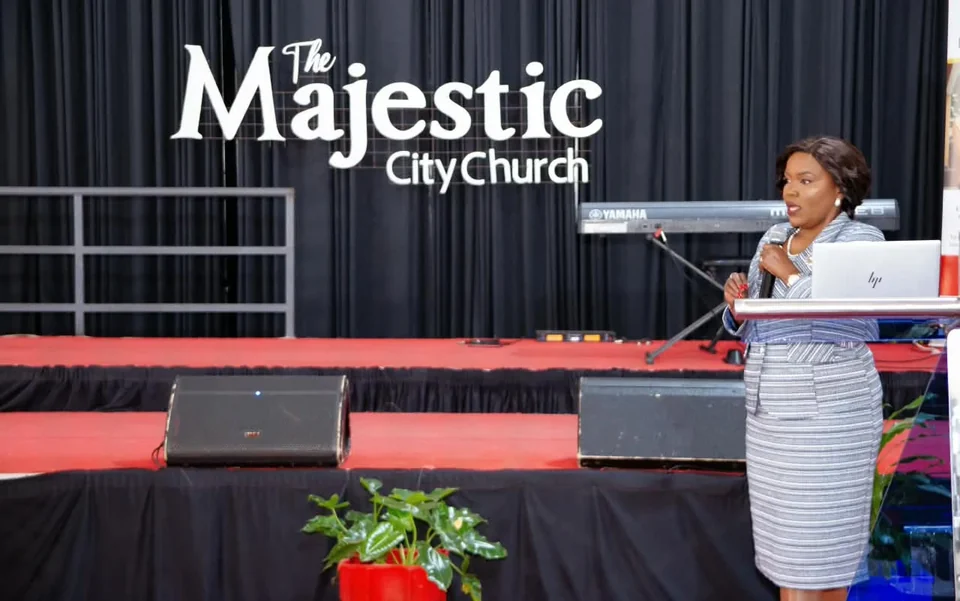 Rev. Dr. Joyce Kariuki speaking at The Majestic City Church